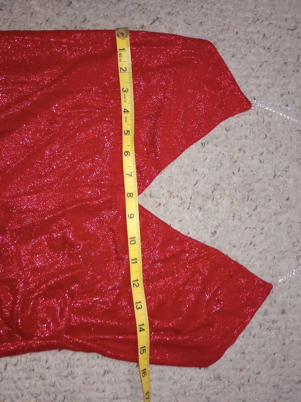 Red Sparkle Halter Mini Dress with V-Neck - Picture 7 of 8